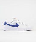 Nike SB Orange Label Blazer Low Pro GT Shoes in White and Varsity Royal and White - Varsity Royal
