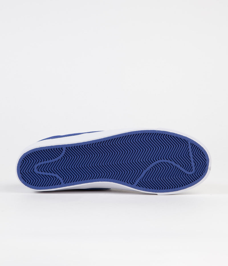 Nike SB Orange Label Blazer Low Pro GT Shoes in White and Varsity Royal and White - Varsity Royal