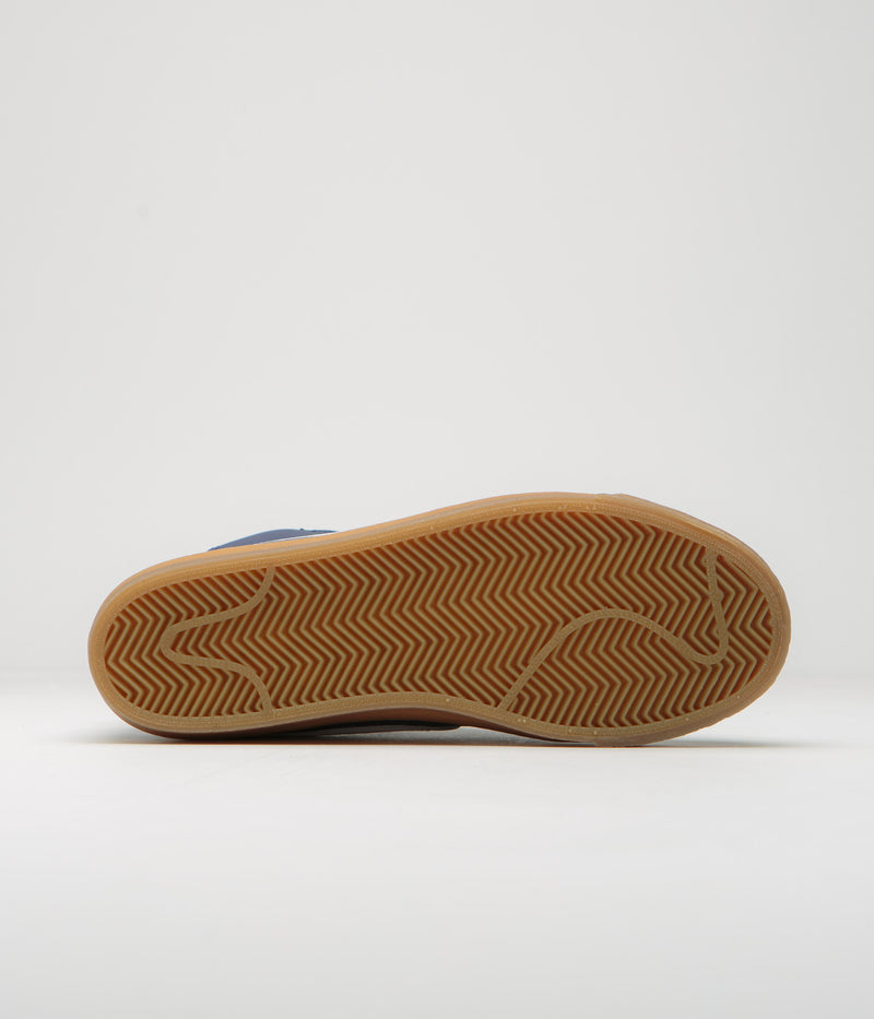 Nike SB Orange Label Blazer Mid Shoes in Navy and White and Navy - Gum Light Brown