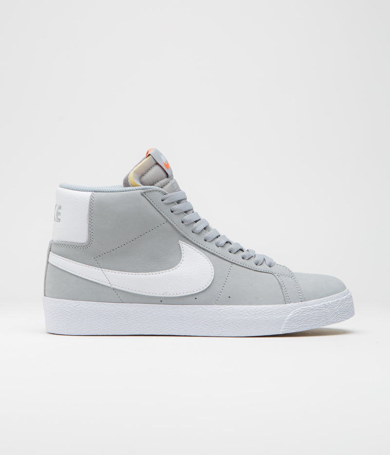Nike SB Orange Label Blazer Mid Shoes in Wolf Grey and White and Wolf Grey