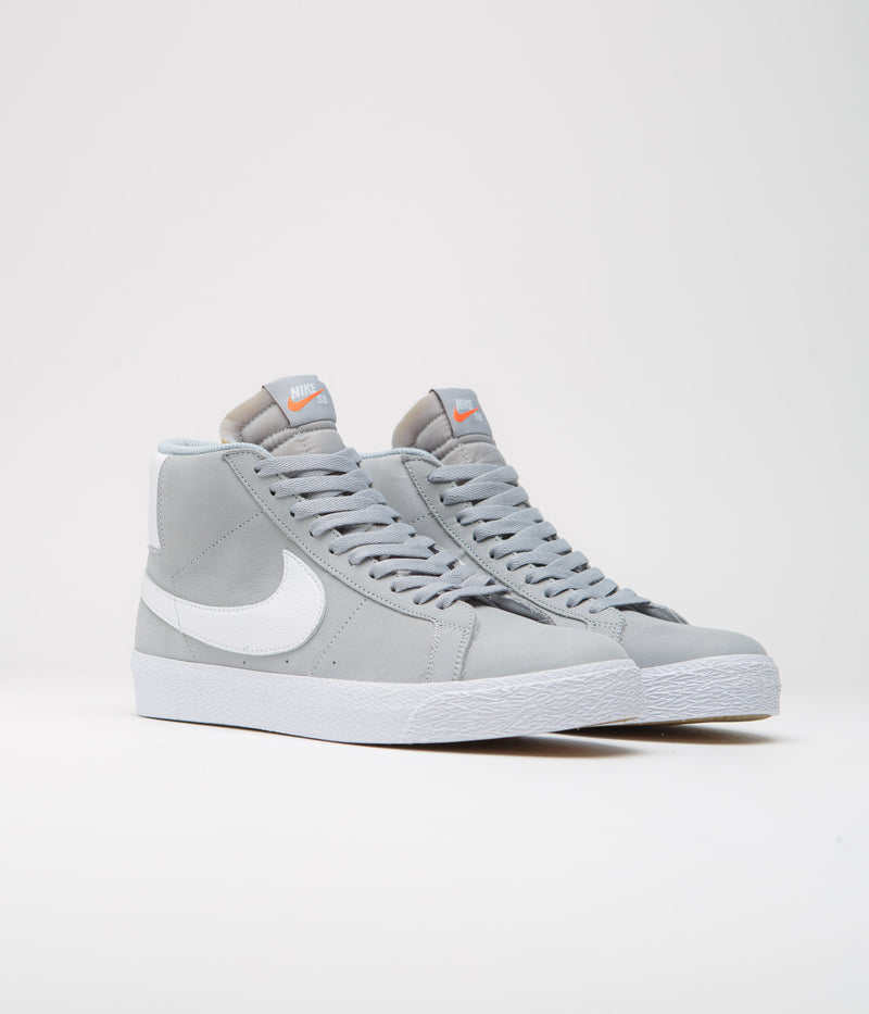Nike SB Orange Label Blazer Mid Shoes in Wolf Grey and White and Wolf Grey