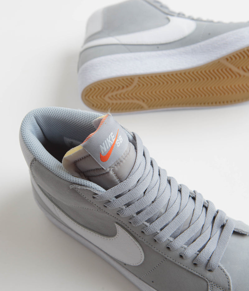 Nike SB Orange Label Blazer Mid Shoes in Wolf Grey and White and Wolf Grey