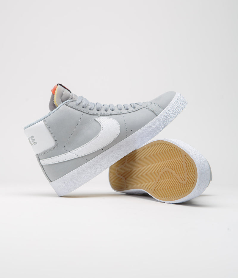Nike SB Orange Label Blazer Mid Shoes in Wolf Grey and White and Wolf Grey