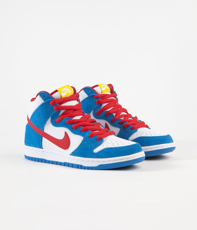 Nike SB Orange Label Dunk High Pro Shoes in Light Photo Blue and University Red