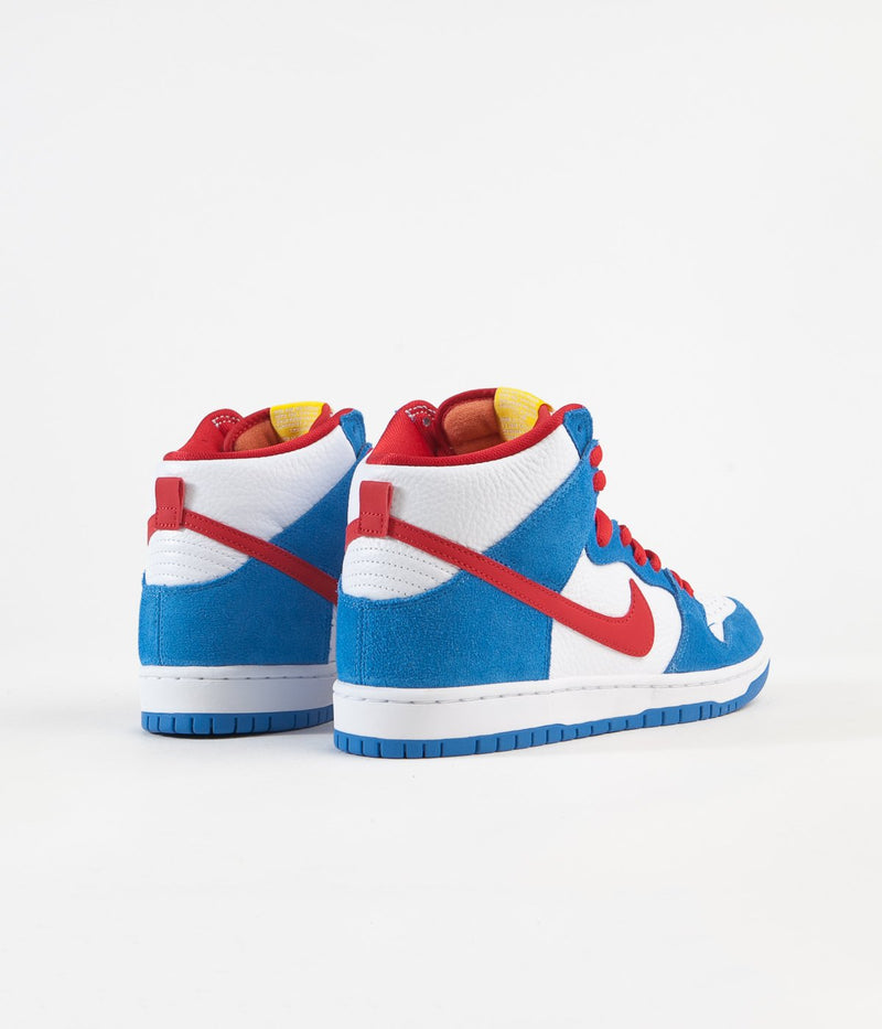 Nike SB Orange Label Dunk High Pro Shoes in Light Photo Blue and University Red