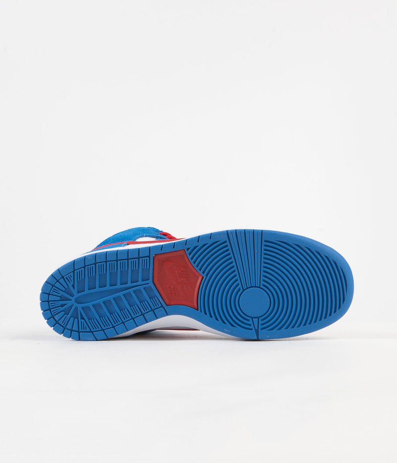 Nike SB Orange Label Dunk High Pro Shoes in Light Photo Blue and University Red