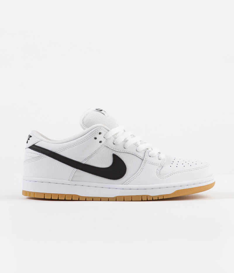 Nike SB Orange Label Dunk Low Pro Shoes in White and Black and Gum