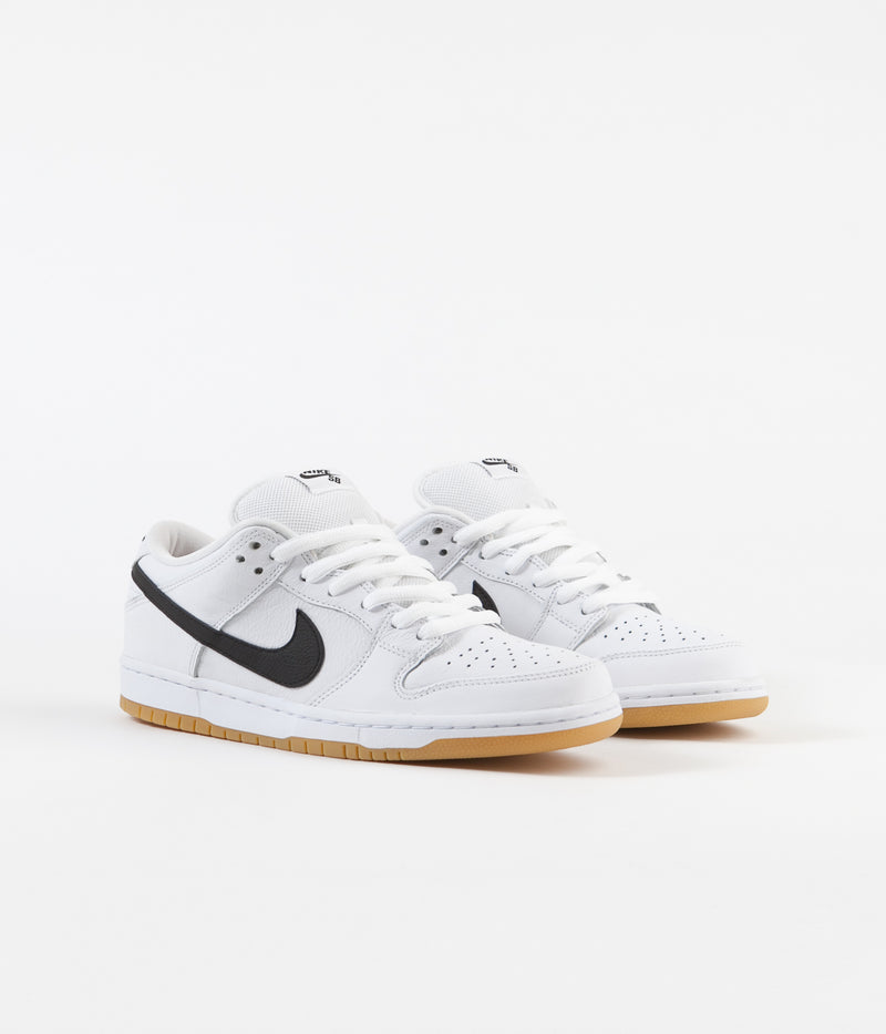Nike SB Orange Label Dunk Low Pro Shoes in White and Black and Gum
