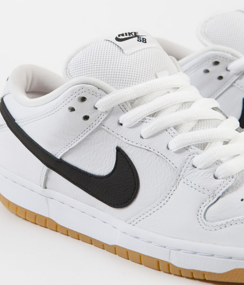 Nike SB Orange Label Dunk Low Pro Shoes in White and Black and Gum