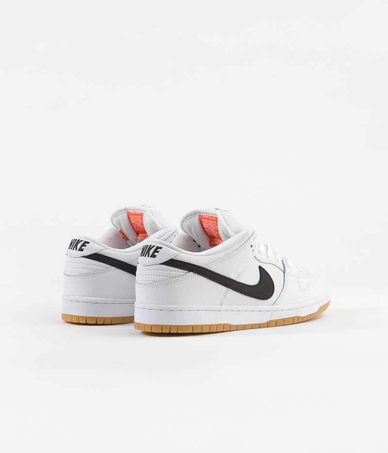 Nike SB Orange Label Dunk Low Pro Shoes in White and Black and Gum