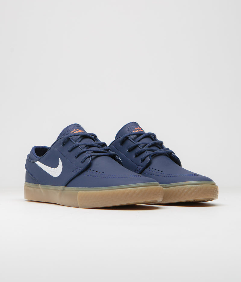 Nike SB Orange Label Janoski OG+ Shoes in Navy and White and Navy - Gum Light Brown