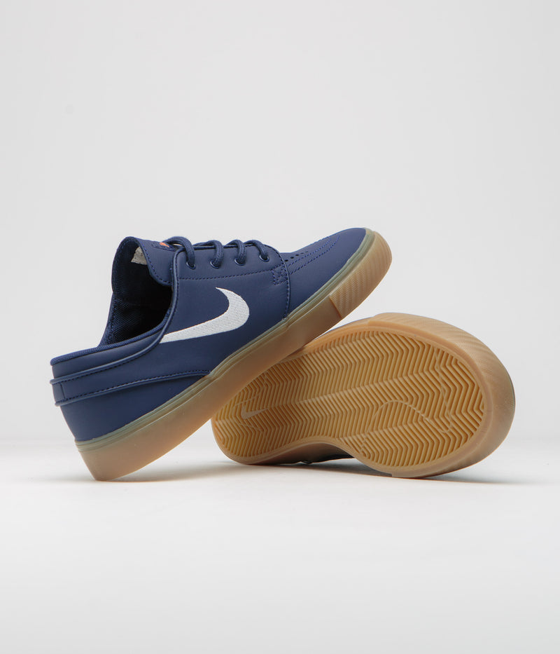 Nike SB Orange Label Janoski OG+ Shoes in Navy and White and Navy - Gum Light Brown