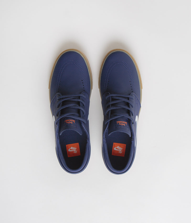 Nike SB Orange Label Janoski OG+ Shoes in Navy and White and Navy - Gum Light Brown