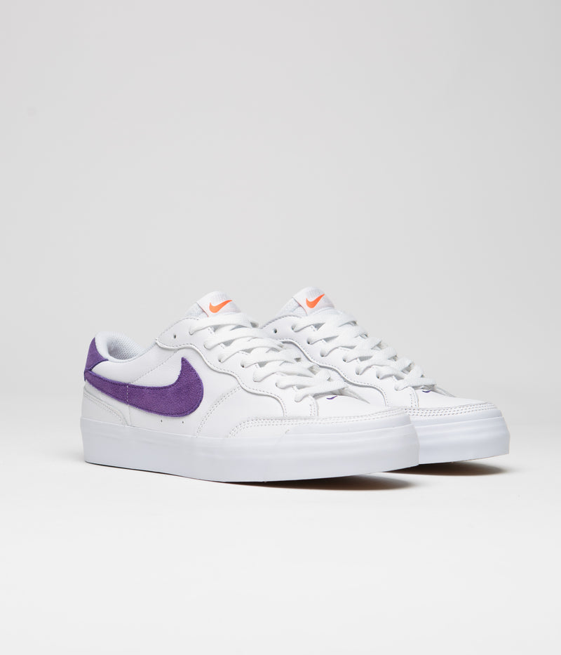 Nike SB Pogo Plus Shoes in White and Court Purple and White - Gum Light Brown