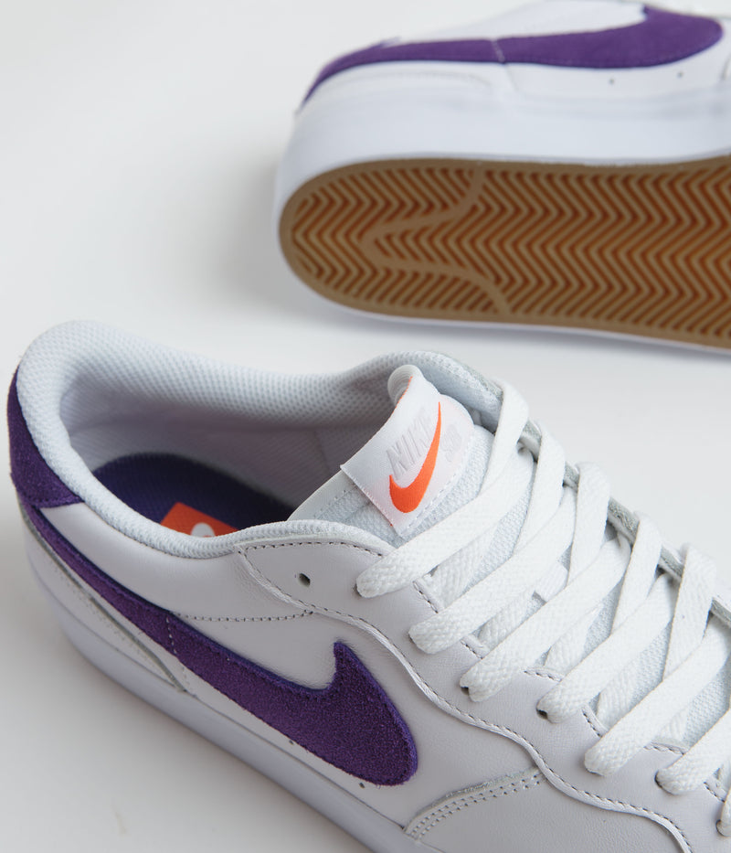 Nike SB Pogo Plus Shoes in White and Court Purple and White - Gum Light Brown