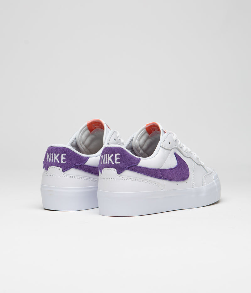 Nike SB Pogo Plus Shoes in White and Court Purple and White - Gum Light Brown