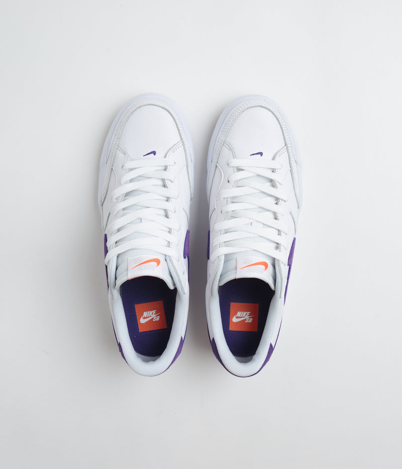Nike SB Pogo Plus Shoes in White and Court Purple and White - Gum Light Brown