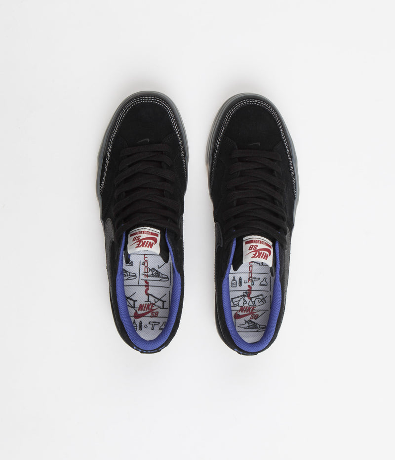 Nike SB Pogo Premium Shoes in Black and Black and Hyper Royal - Gum Light Brown