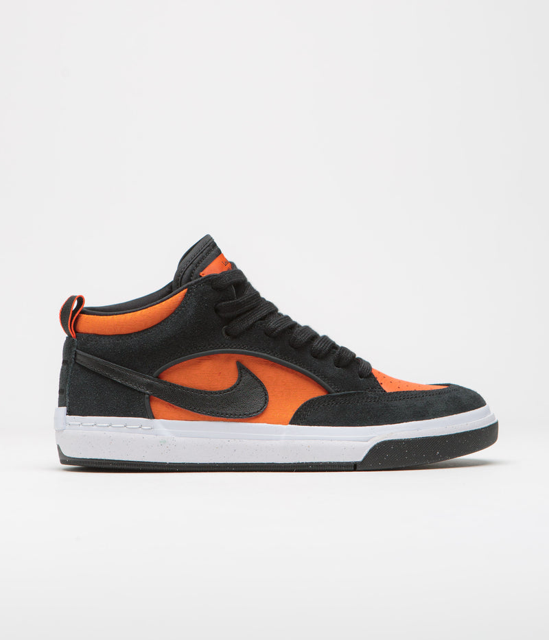 Nike SB React Leo Shoes in Black and Black and Orange - Electro Orange