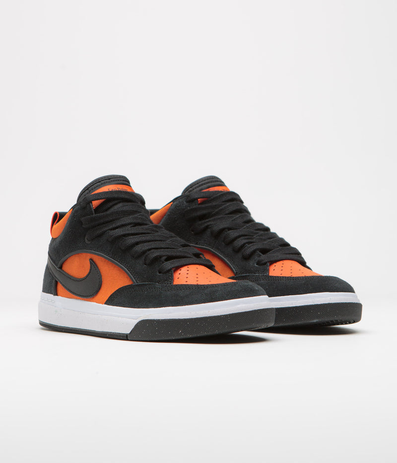 Nike SB React Leo Shoes in Black and Black and Orange - Electro Orange