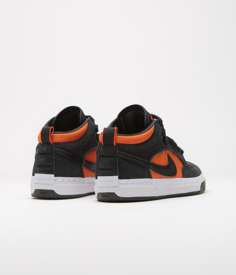 Nike SB React Leo Shoes in Black and Black and Orange - Electro Orange