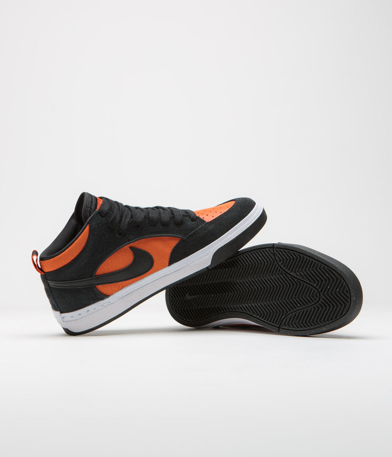 Nike SB React Leo Shoes in Black and Black and Orange - Electro Orange