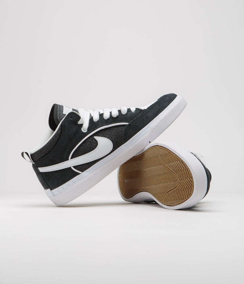 Nike SB React Leo Shoes in Black and White and Black - Gum Light Brown