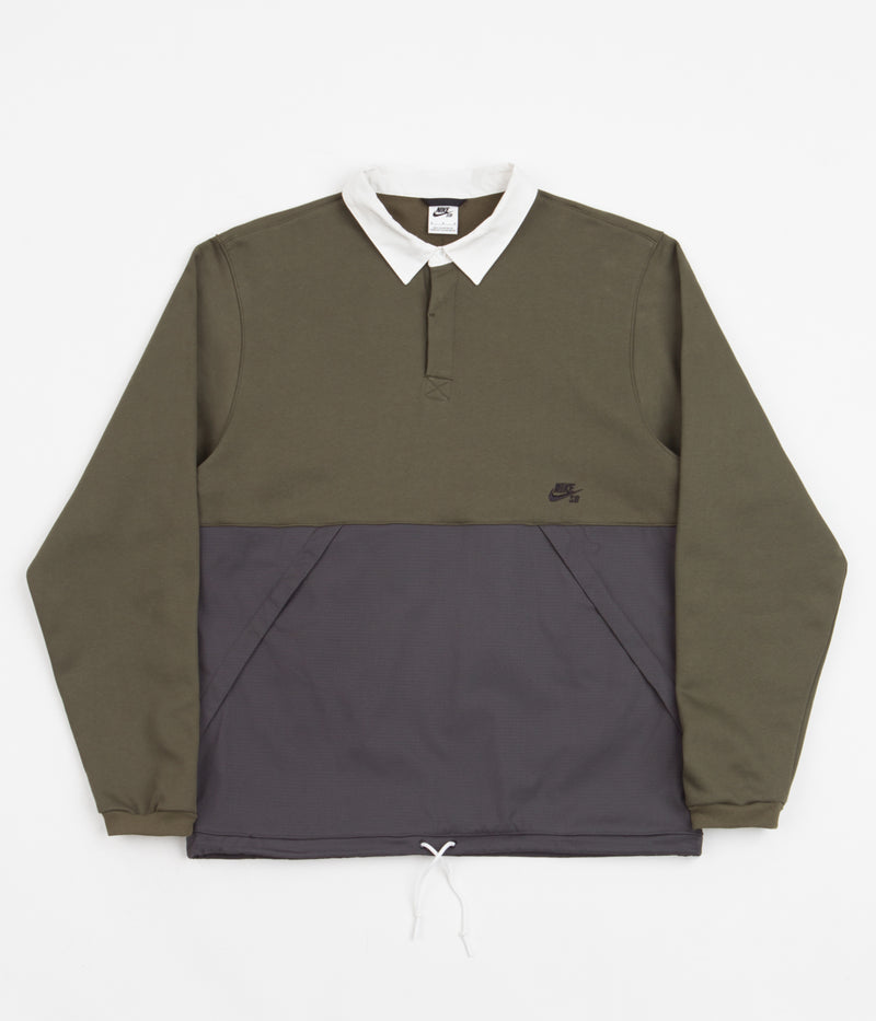 Nike SB Rugby Pullover Jacket in Cargo Khaki and Anthracite / White / Black