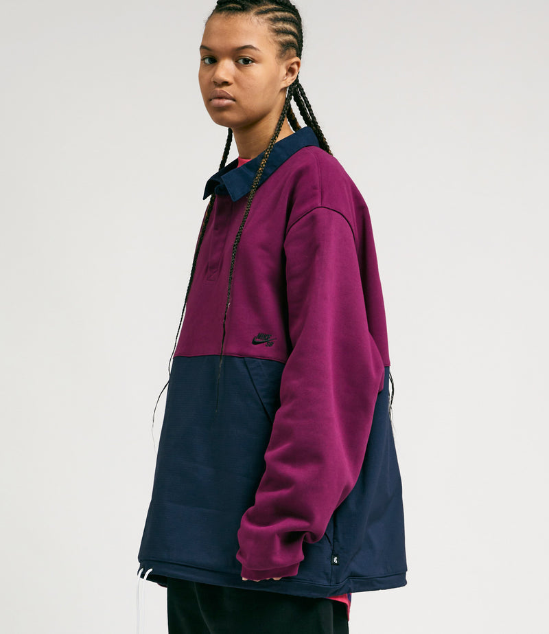Nike SB Rugby Pullover Jacket in Sangria and Obsidian / Obsidian / Black