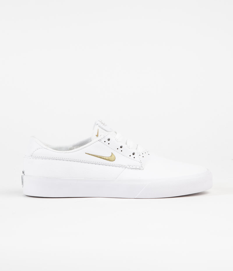 Nike SB Shane Premium Shoes in White and Metallic Gold and White - White