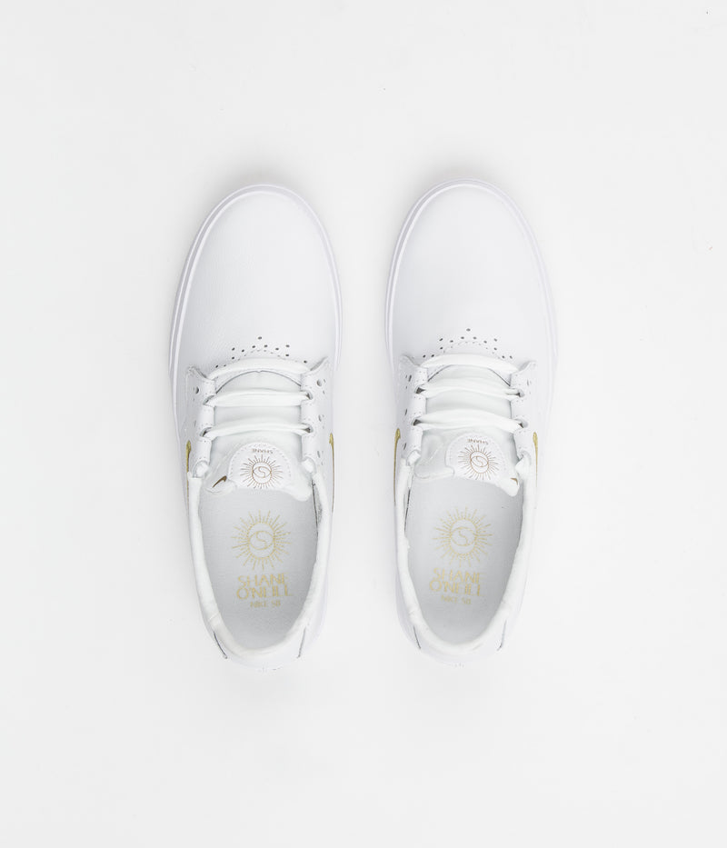 Nike SB Shane Premium Shoes in White and Metallic Gold and White - White