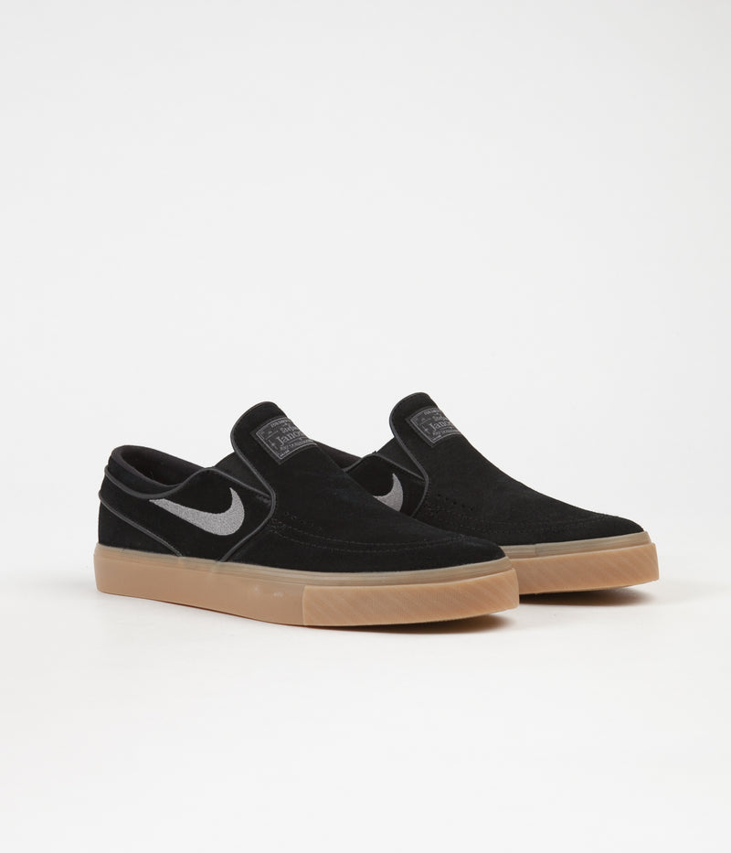 Nike SB Stefan Janoski Slip On Shoes in Black and Gunsmoke and Gum Light Brown