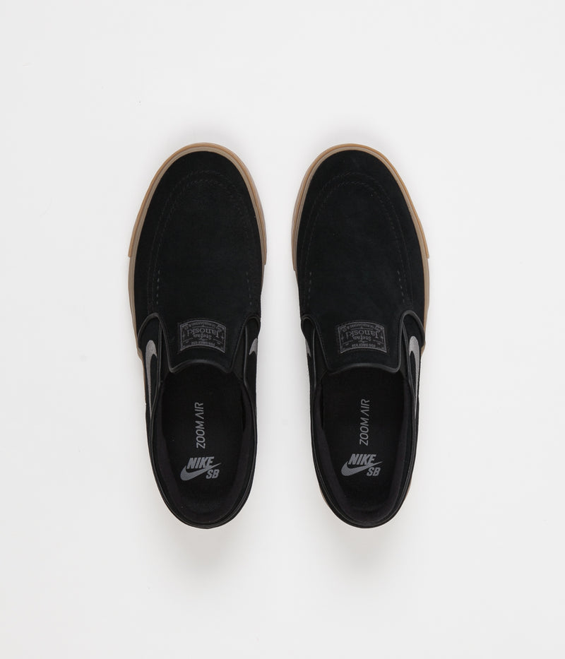 Nike SB Stefan Janoski Slip On Shoes in Black and Gunsmoke and Gum Light Brown
