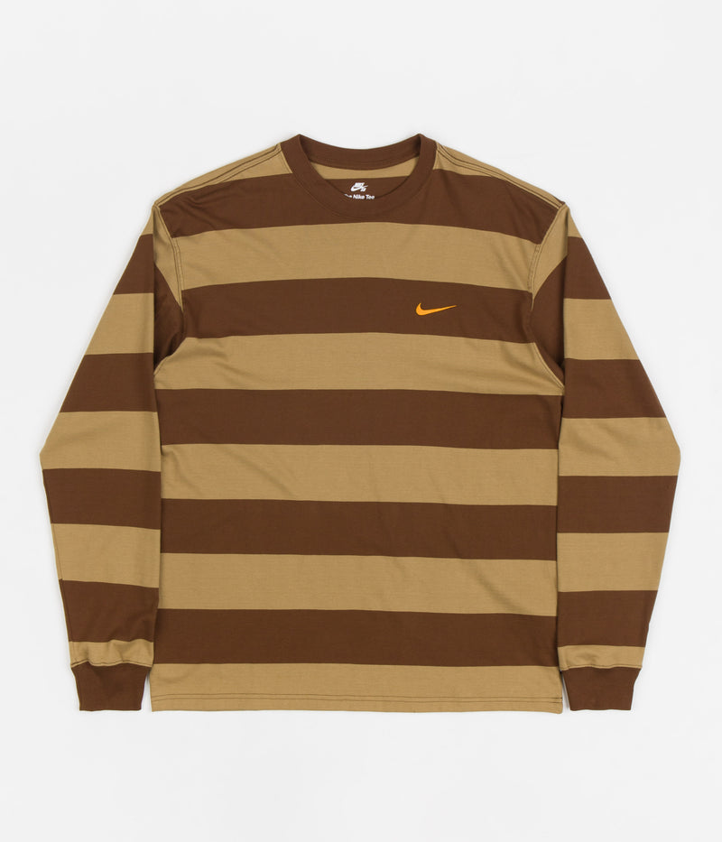 Nike SB Stripe Long Sleeve T-Shirt in Cacao Wow and Dark Driftwood