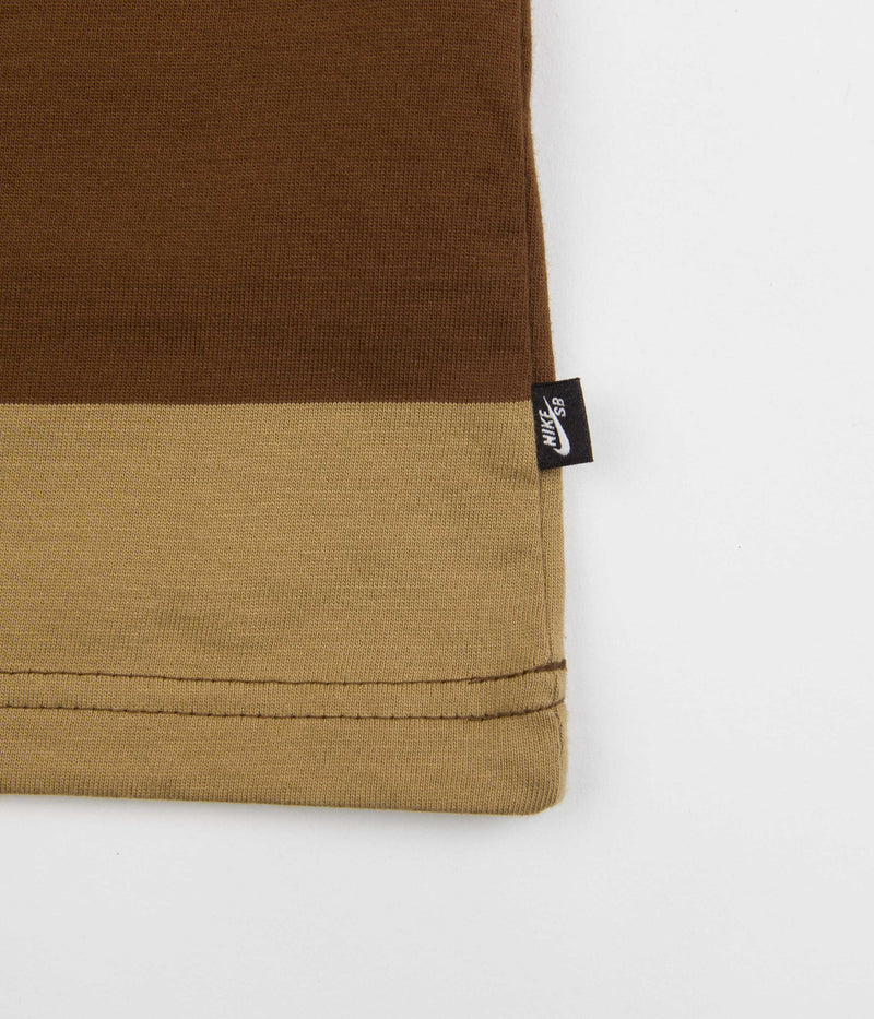 Nike SB Stripe Long Sleeve T-Shirt in Cacao Wow and Dark Driftwood