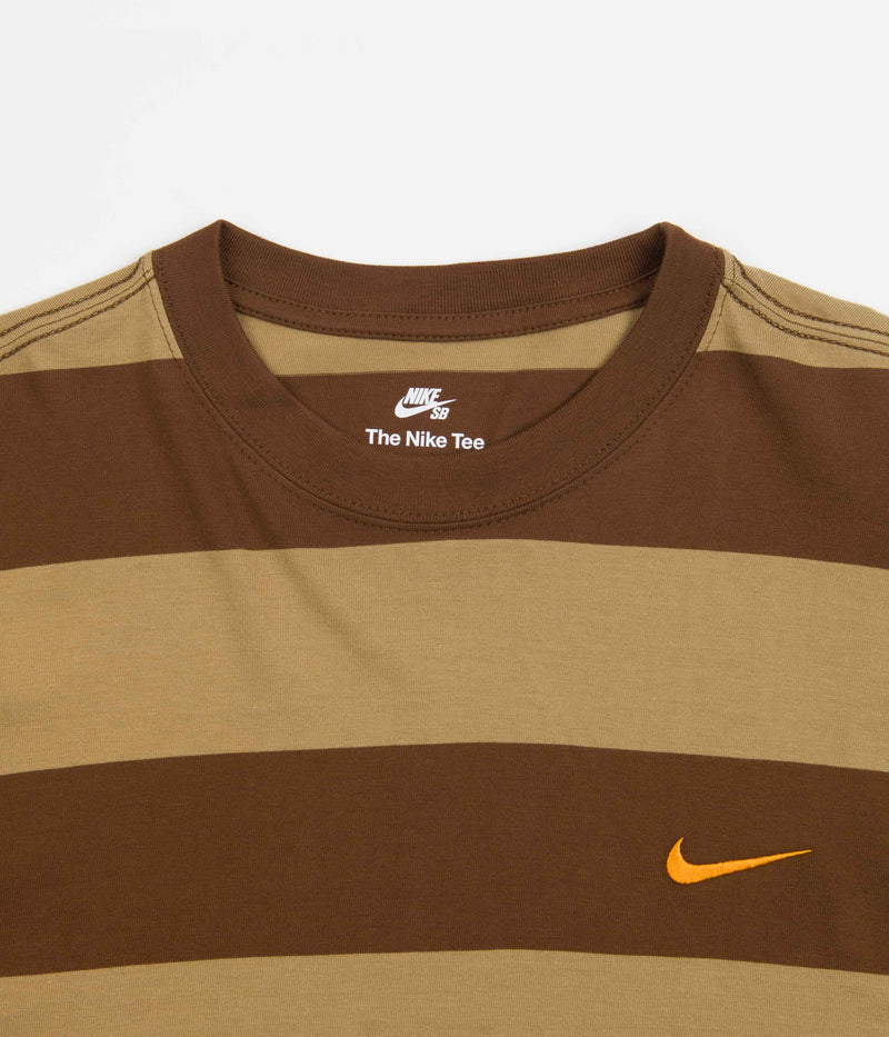 Nike SB Stripe Long Sleeve T-Shirt in Cacao Wow and Dark Driftwood
