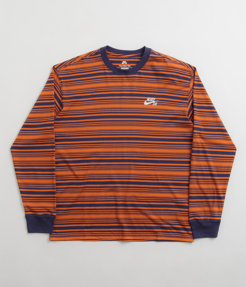 Nike SB Stripe Long Sleeve T-Shirt in Purple Ink and Campfire Orange