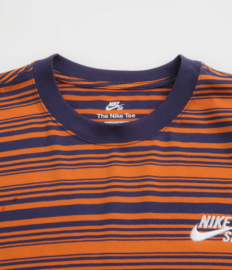 Nike SB Stripe Long Sleeve T-Shirt in Purple Ink and Campfire Orange