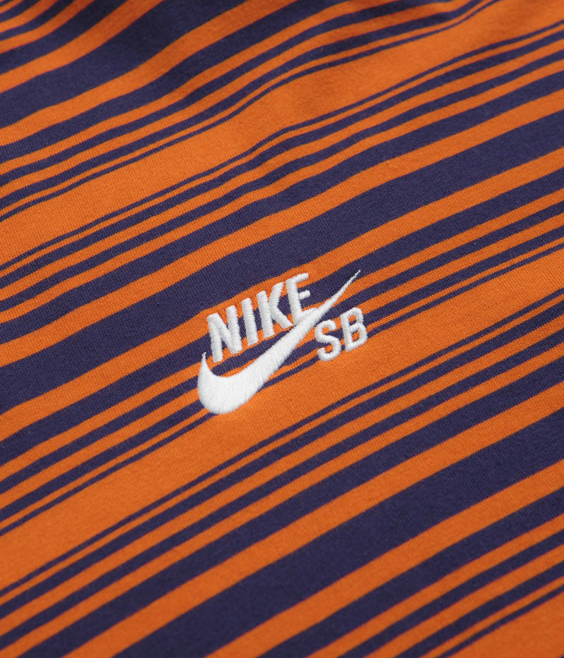 Nike SB Stripe Long Sleeve T-Shirt in Purple Ink and Campfire Orange