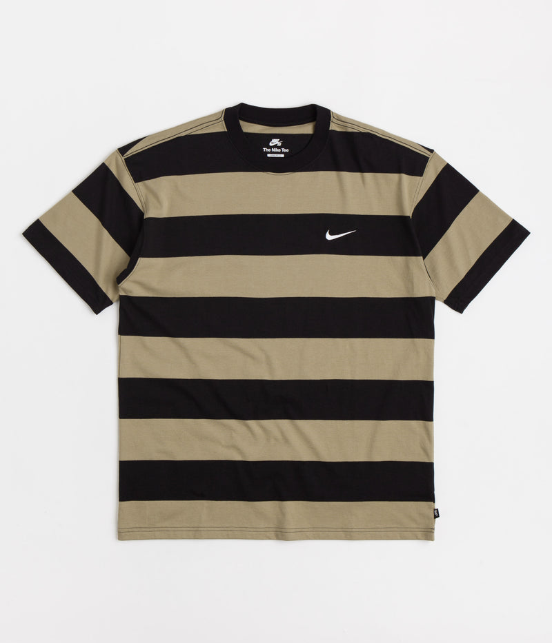 Nike SB Stripe T-Shirt in Neutral Olive and Black / White