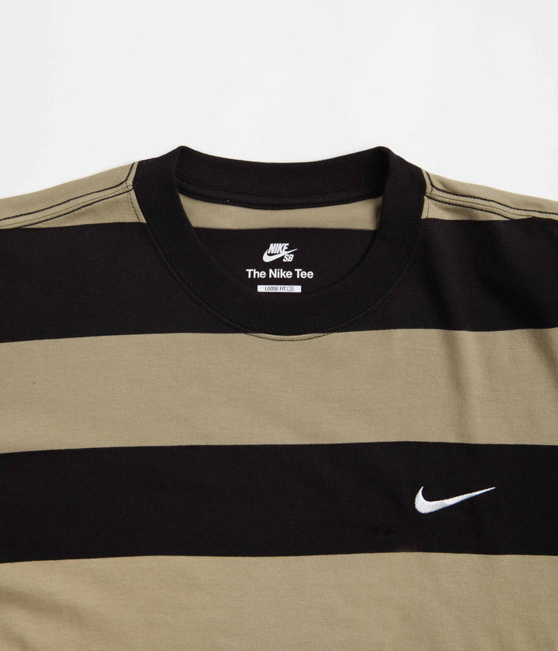 Nike SB Stripe T-Shirt in Neutral Olive and Black / White