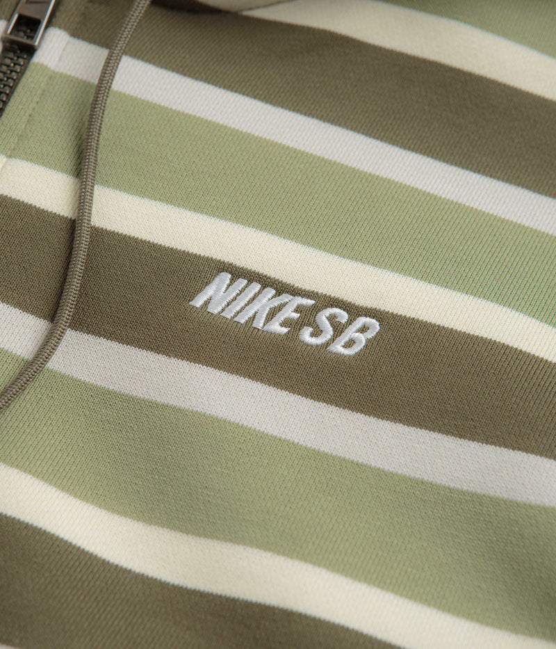 Nike SB Striped Full Zip Hoodie in Coconut Milk and Oil Green / White