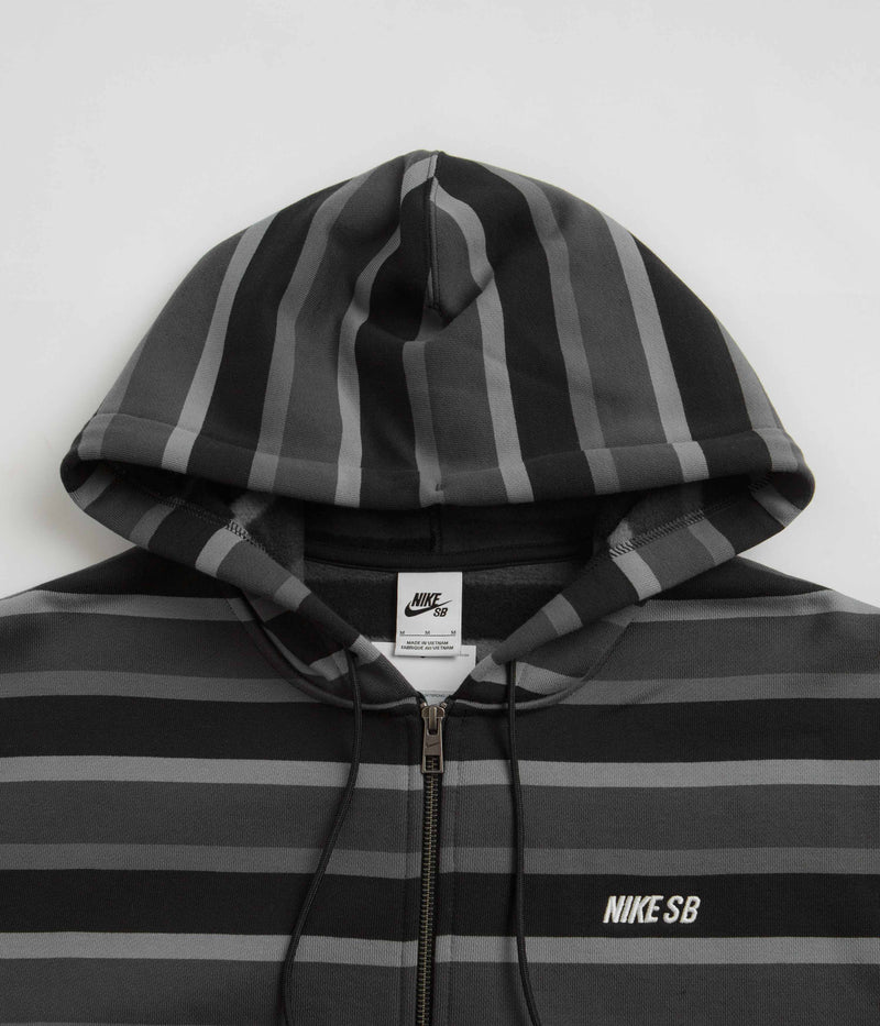 Nike SB Striped Full Zip Hoodie in Cool Grey and Anthracite / White