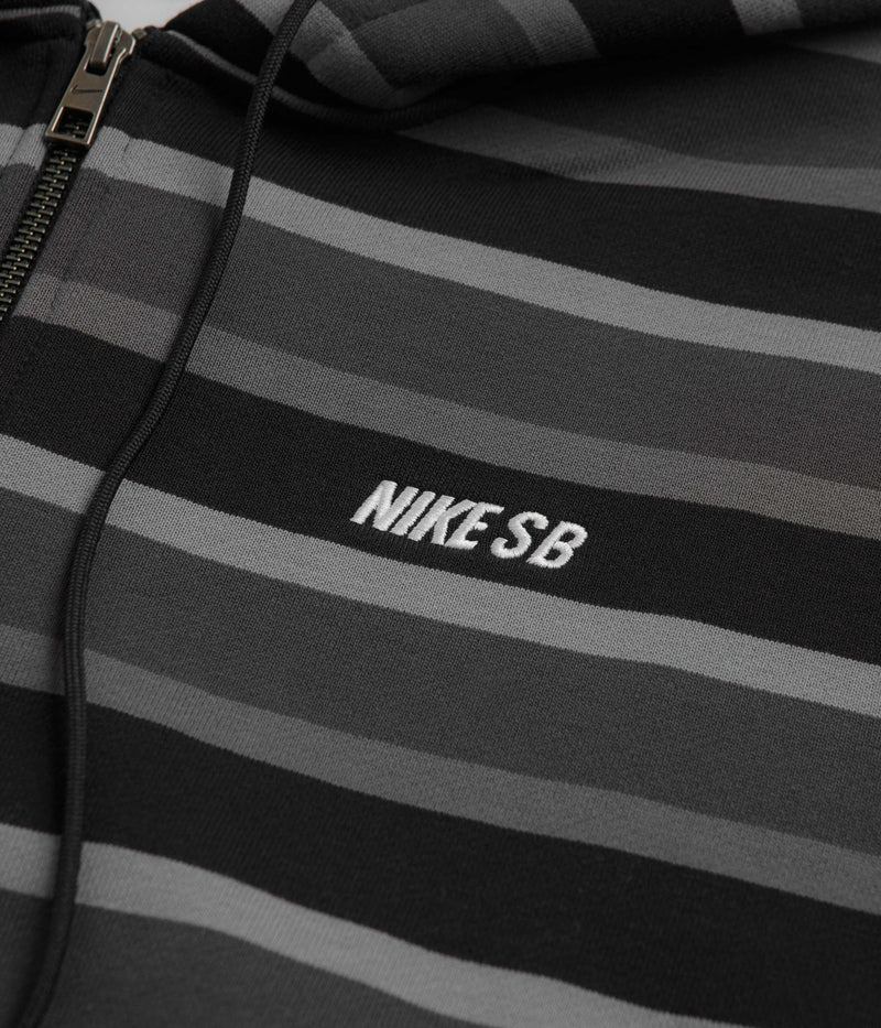 Nike SB Striped Full Zip Hoodie in Cool Grey and Anthracite / White