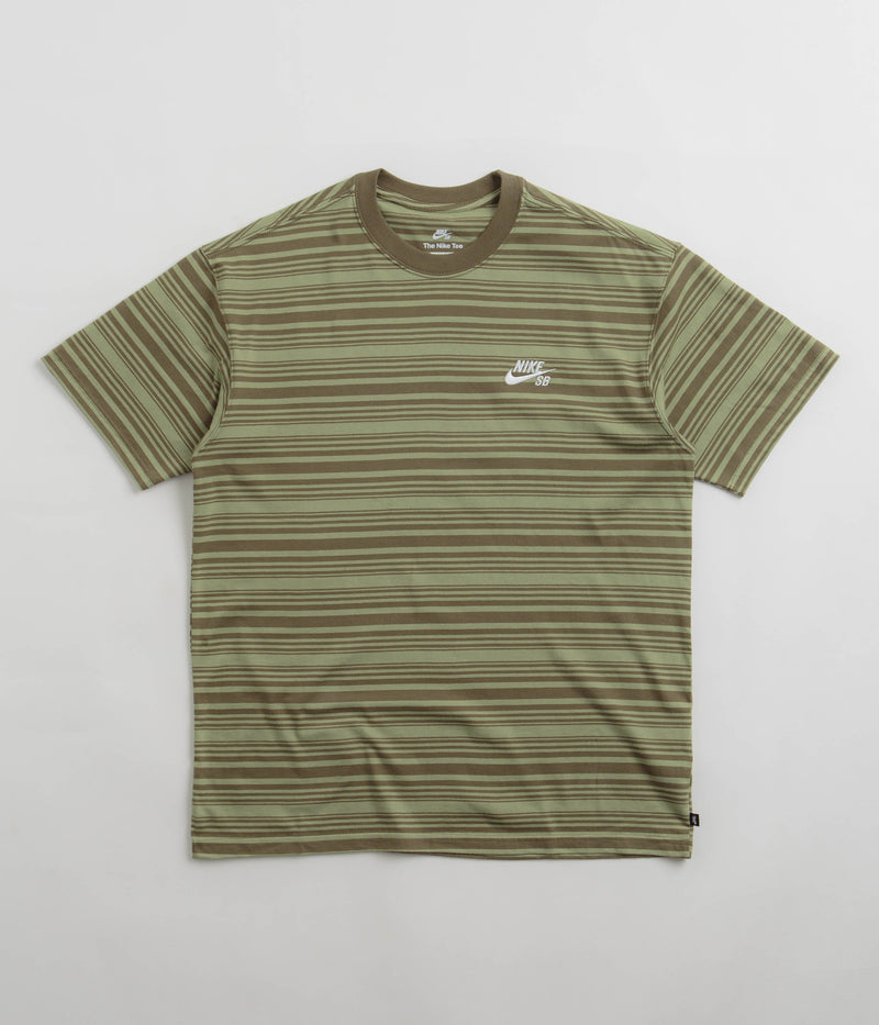 Nike SB Striped T-Shirt in Oil Green