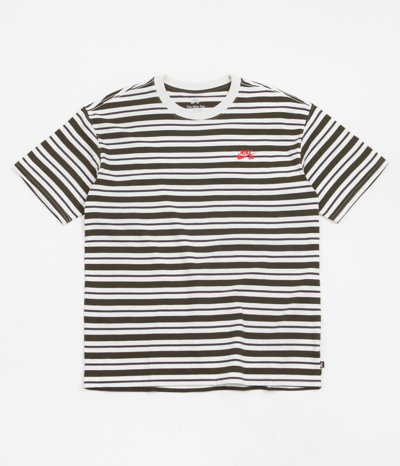 Nike SB Striped T-Shirt in Sail and Dark Smoke Grey / Sequoia