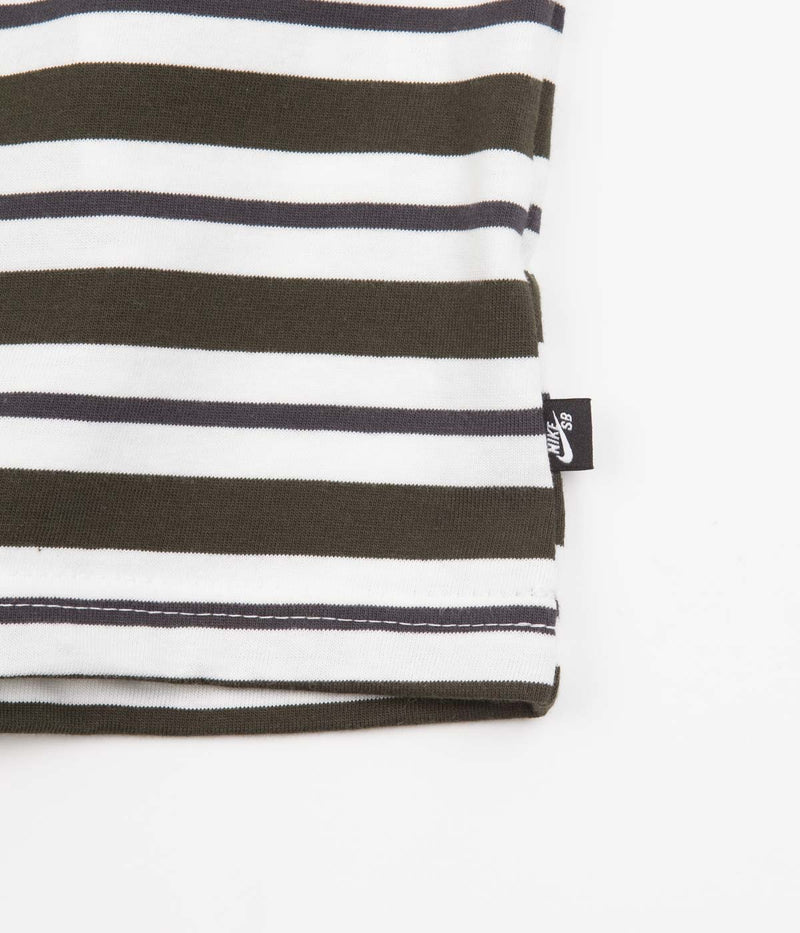 Nike SB Striped T-Shirt in Sail and Dark Smoke Grey / Sequoia
