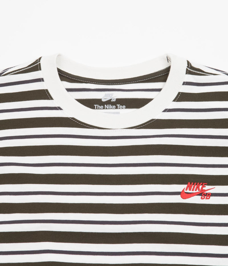 Nike SB Striped T-Shirt in Sail and Dark Smoke Grey / Sequoia