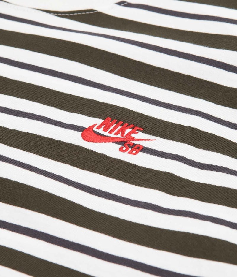 Nike SB Striped T-Shirt in Sail and Dark Smoke Grey / Sequoia