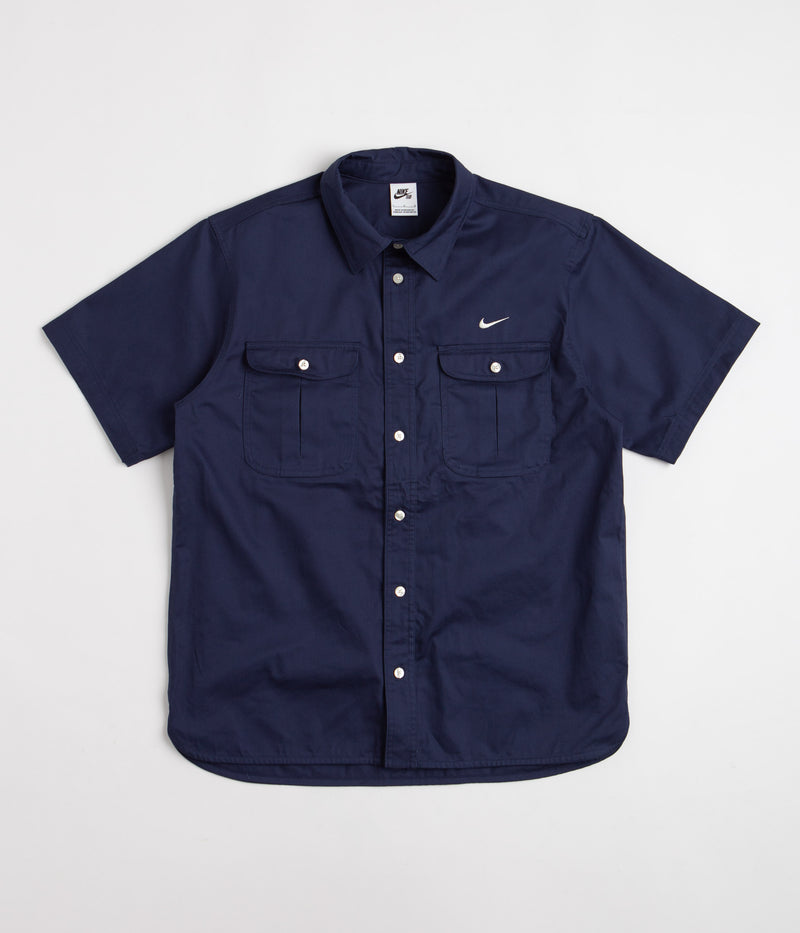 Nike SB Tanglin Short Sleeve Shirt in Midnight Navy and Coconut Milk